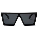 Women's Flat Top Square Oversize Fashion Sunglasses, blue or silver