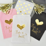 "Love is Sweet" Gold Foil Candy Buffet Bags (Set of 12)