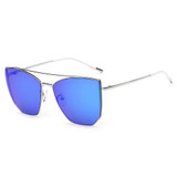 Unisex Oversize Polygon Mirrored Lens Cat Eye Sunglasses, 6 color choices