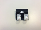 Faux Pearl Studs with Rhinestone Bow