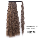 Ombre 22inches Vigorous Corn Wavy Long Ponytail Wrap on Clip Hair Extensions