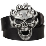 Skull Belt Buckle <br> Flames Skull Belt Buckle <br> Flames
