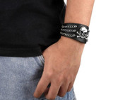 Skull Bracelet <br/> Skull and Crossbones (leather) Skull Bracelet <br/> Skull and Crossbones (leather)