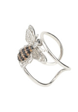 Honey Bee Sterling Silver Adjustable Cocktail Ring