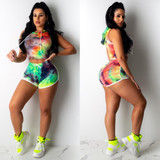 Tie Dye Striped Print Short Matching Sets