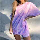 Tie Dye Printed Short Sleeve Oversized Tshirt