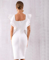 Women Black/White Sexy Ruffles Butterfly Sleeve Club Celebrity Runway Bodycon Bandage Dress Women Black/White Sexy Ruffles Butterfly Sleeve Club Celebrity Runway Bodycon Bandage Dress