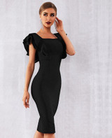 Women Black/White Sexy Ruffles Butterfly Sleeve Club Celebrity Runway Bodycon Bandage Dress Women Black/White Sexy Ruffles Butterfly Sleeve Club Celebrity Runway Bodycon Bandage Dress