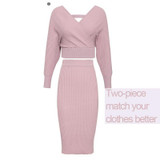 Knitted v-neck batwing sleeve sweater bodycon dress
