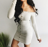 Off Shoulder Slash Neck Long Sleeve Bodycon Dress Off Shoulder Slash Neck Long Sleeve Bodycon Dress