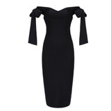 Black Off Shoulder Slash Neck Bandage Bodycon Dress