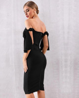 Black Off Shoulder Slash Neck Bandage Bodycon Dress