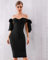 Black Off Shoulder Slash Neck Bandage Bodycon Dress