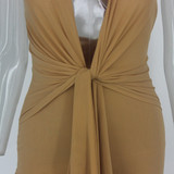 Backless Deep V Neck Party Bodycon Dress