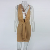 Backless Deep V Neck Party Bodycon Dress