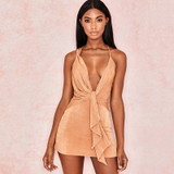 Backless Deep V Neck Party Bodycon Dress