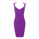 Designer V Neck Backless Bandage Bodycon Dress