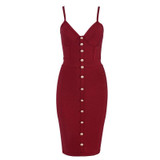 Elegant Sleeveless Gold Button Celebrity Party Bandage Bodycon Dress Elegant Sleeveless Gold Button Celebrity Party Bandage Bodycon Dress