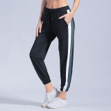 Elastic Waist Black Sporting Harem Pants