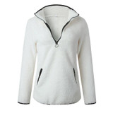 Gray/White Fleece Fluffy Oversized Hoodie Women Casual Warm Faux Fur Pullover Sweatshirt
