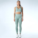 Seamless Camo Leggings + Padded Push-up Strappy Sports Bra