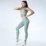 Seamless Camo Leggings + Padded Push-up Strappy Sports Bra