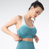 Seamless Sportswear Leggings Padded Push-up Strappy Sports Bra 2 Pcs Set