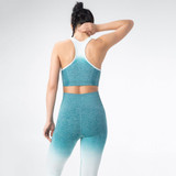 Seamless Sportswear Leggings Padded Push-up Strappy Sports Bra 2 Pcs Set