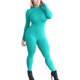 Women Stretchy Long Sleeve  Workout Jumpsuit