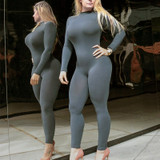 Women Stretchy Long Sleeve  Workout Jumpsuit