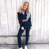 Women's black cropped zip up Hoodie Sweatshirts