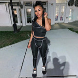 New wakanda Women Workout Crop Top And Leggings Sets