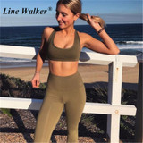 Women Army Green Elastic Fitness Sport Bra with Leggings