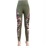 Women Plus Size Patchwork Camouflage High Waist  Workout Leggings
