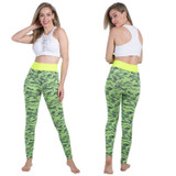 High Waist Elastic  Print Stretched Camouflage Army green workout Leggings