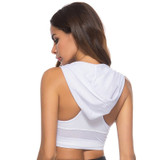 Hooded Backless Workout Tops for Women