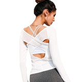 Women Long Sleeve backless workout tops