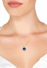 22ct Gold & Sapphire Hydro Oval Gemstone Pendant Necklace, September Birthstone