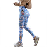 Women Angel Print Push Up High Waist Sport Workout Leggings