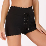 Black Lacy Sexy Bottom High Waist Sport Fitness Quick Dry Short