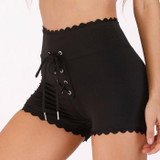 Black Lacy Sexy Bottom High Waist Sport Fitness Quick Dry Short