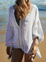 Casual White Puff Sleeves Blouses