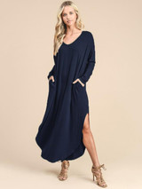 Casual Solid Color Split-side Maxi Dress