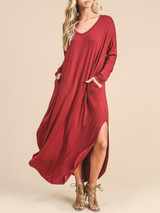 Casual Solid Color Split-side Maxi Dress