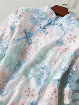 Floral Dacron Chinese Style Long Dress