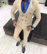 Men's Khaki 2 Piece Double Breasted Suit Up To 6XL