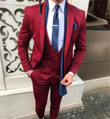 Men's Burgundy 3 Piece Tuxedo Up To 5XL