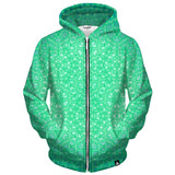 GREEN COSMIC STARGRID ZIP UP HOODIE