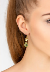 Circle & Hammer Drop Earring 22ct Gold & Peridot, August Birthstone