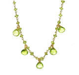 Peridot Gemstone & 14kt Vermeil Gold Droplet  Necklace, August Birthstone